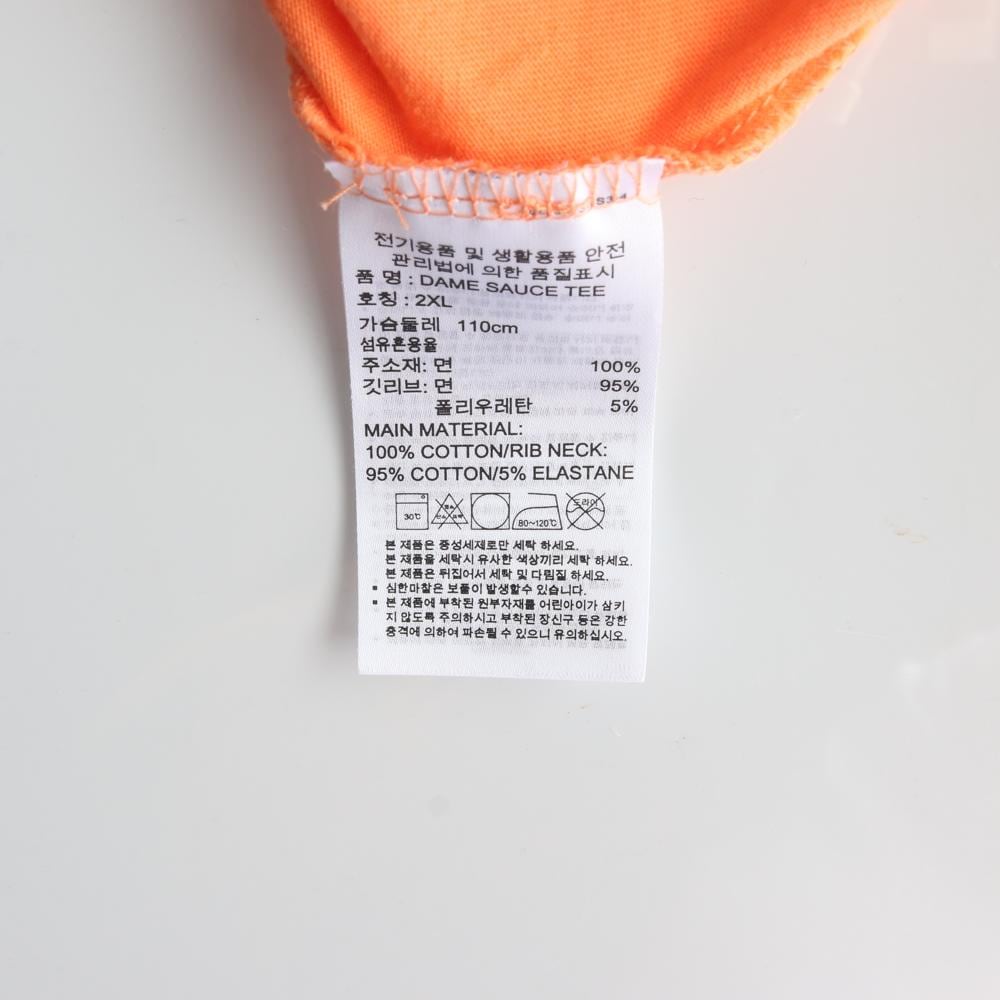 아디다스 오렌지 DAME SAUCE 반팔 라운드 티셔츠 상세 이미지 6