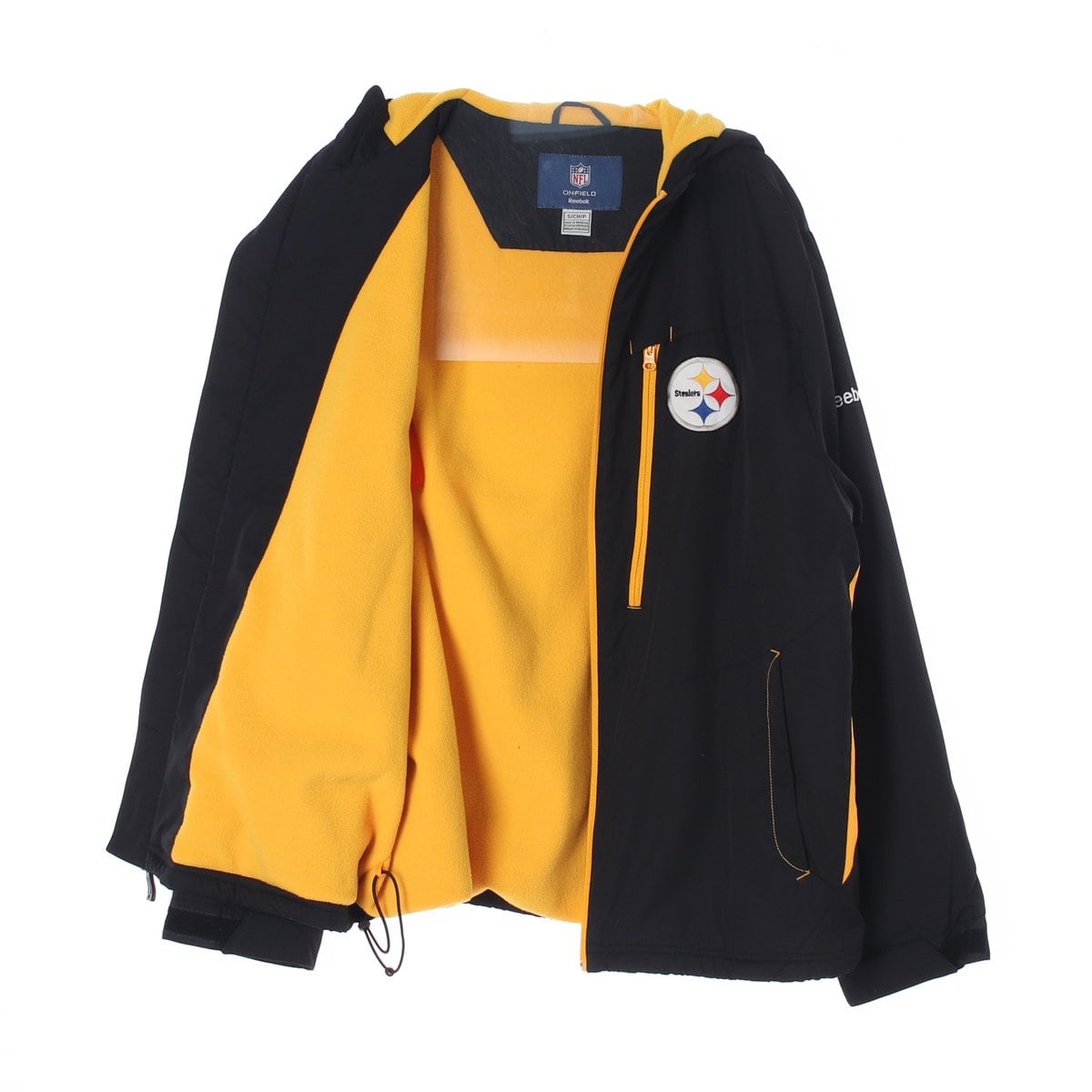 리복NFL 노랑 플리스 안감 블랙 후드 집업재킷 상세 이미지 4