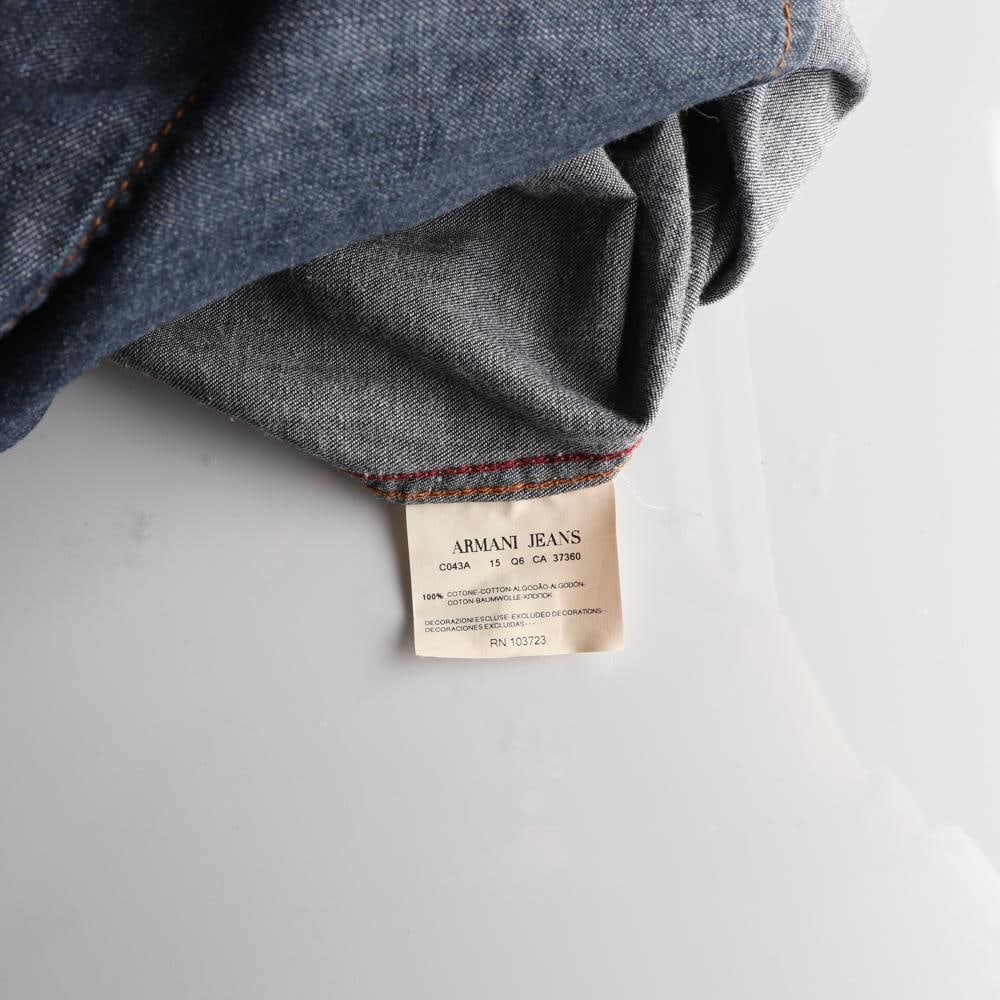 아르마니 진스 패치 포켓 진청 데님 셔츠 이미지 6