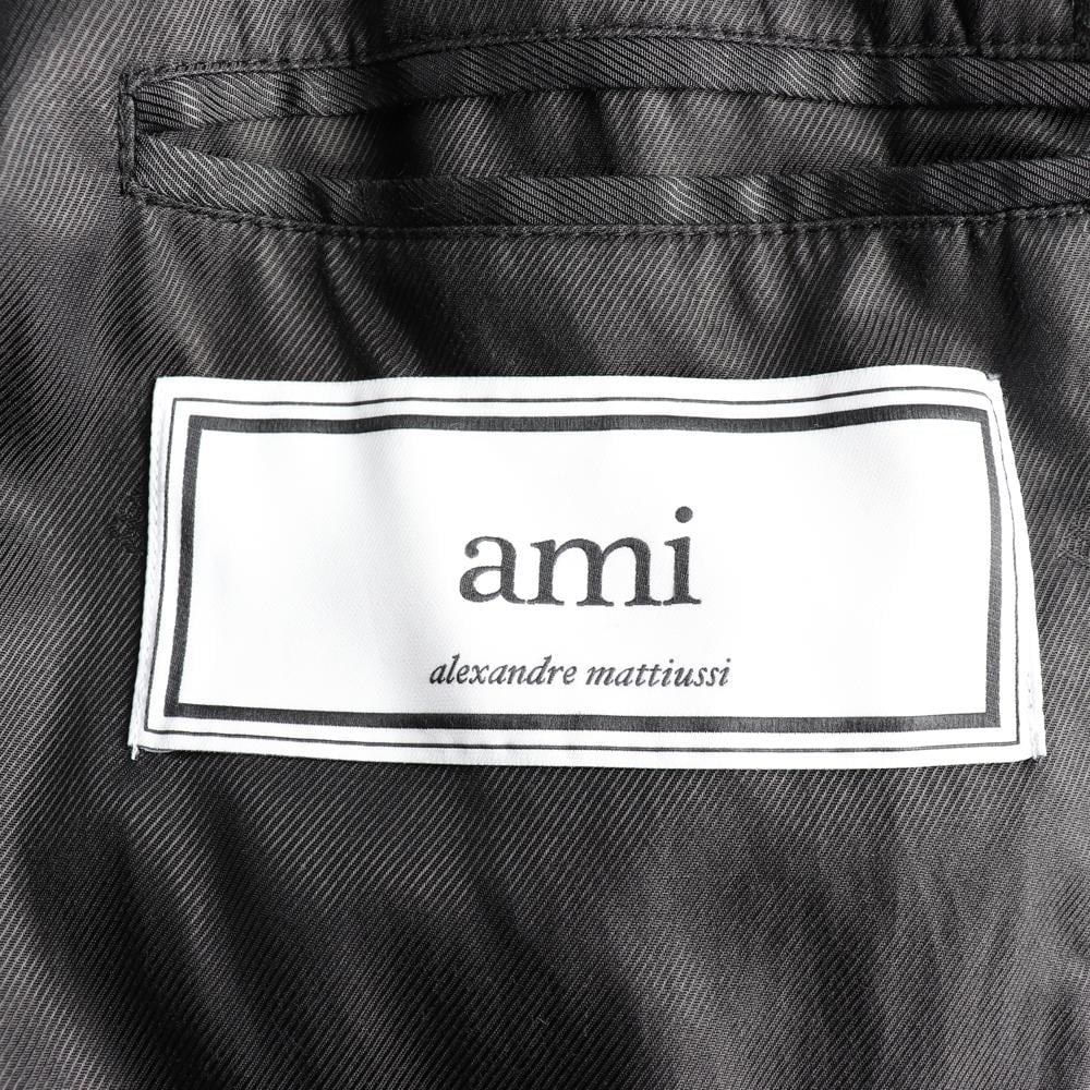 ami아미 블랙 울 롱 싱글 코트 상세 이미지 6