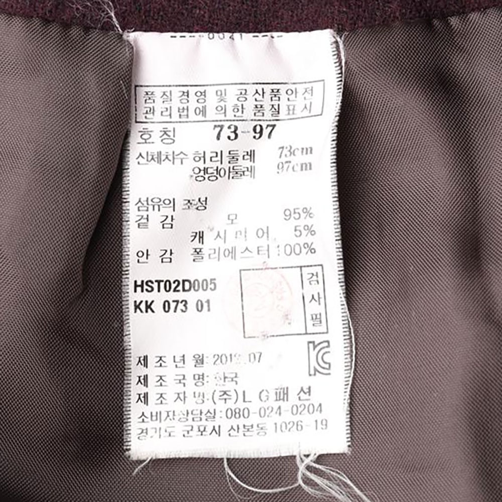 헤지스 울캐시미어100% 브라운 체크 랩 미니스커트 이미지 6