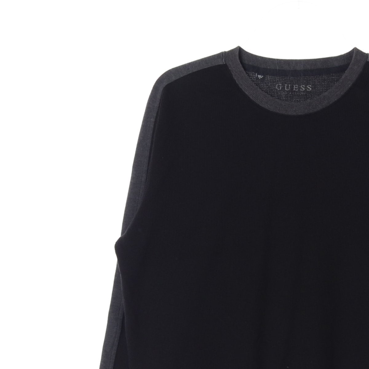 게스 블랙 그레이 로고 와플 긴팔 티셔츠 상세 이미지 2