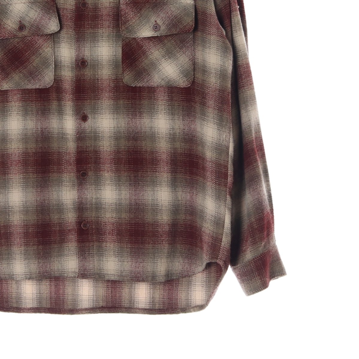 스컬프터 레드 브라운 체크 포켓 겨울 셔츠 이미지 3