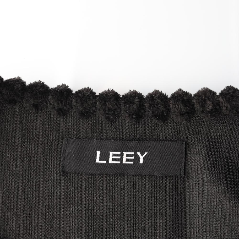 LEEY엘이이와이 블랙 메탈 크롭 반팔 가디건 이미지 5