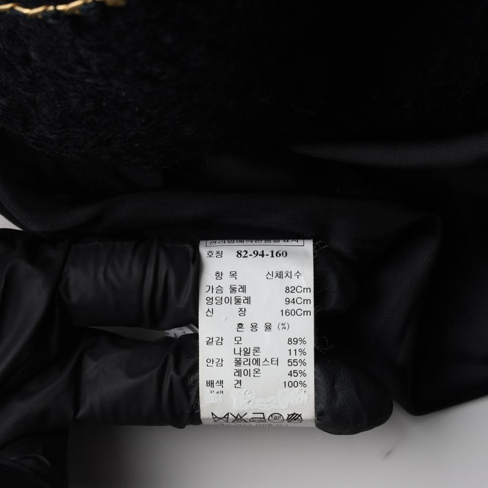 마인 울89% 블랙 트위드 노카라 사선 버튼 싱글코트 이미지 7