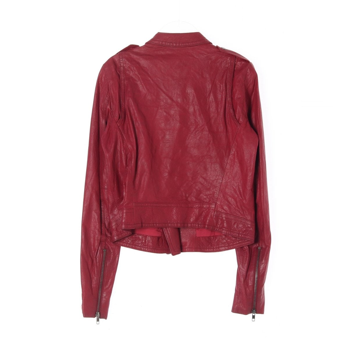띠어리 천연양가죽100% 레드 바이커 라이더 레더재킷 이미지 5