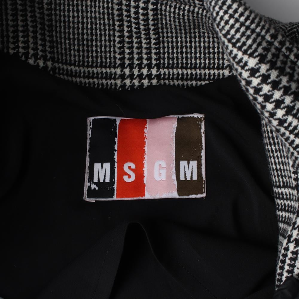 MSGM엠에스지엠 체크 배색 울블랜드 케이프 코트 상세 이미지 6