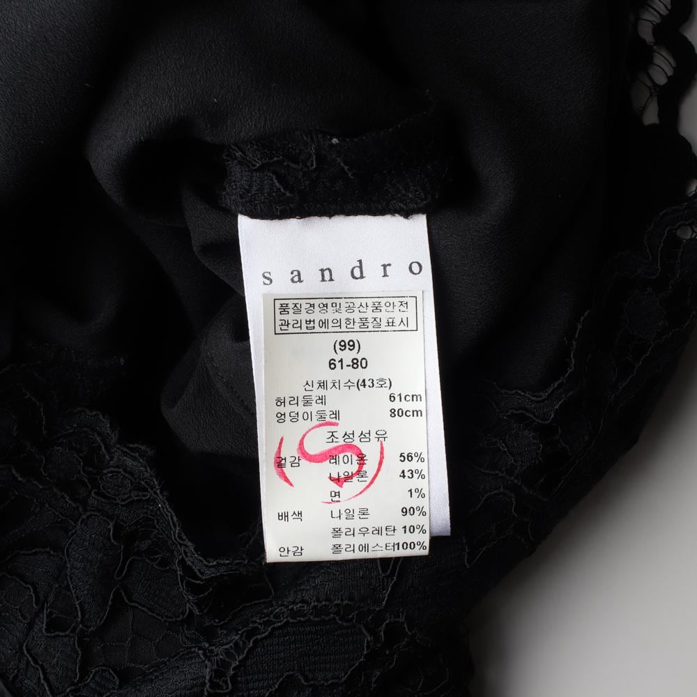 산드로 블랙 시스루 레이스 민소매 미니 원피스 드레스 상세 이미지 7