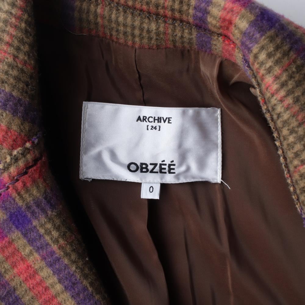 OBZEE오브제 울캐시미어100% 카키 체크 더블 롱코트 상세 이미지 7