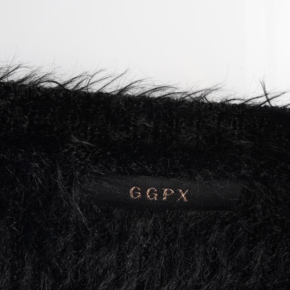 GGPX지지피엑스 블랙 헤어리 빅버튼 크롭 숏 가디건 이미지 5