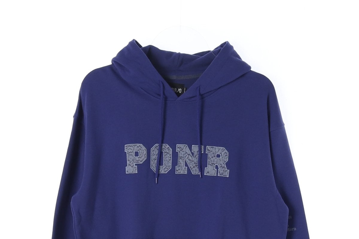 아조바이아조 네이비 ponr 슬로건 후드 티셔츠 상세 이미지 2