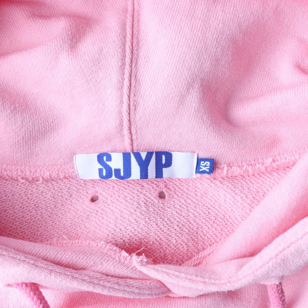 SJYP에스제이와이피 로고 핑크 언발 후드 티셔츠 이미지 5