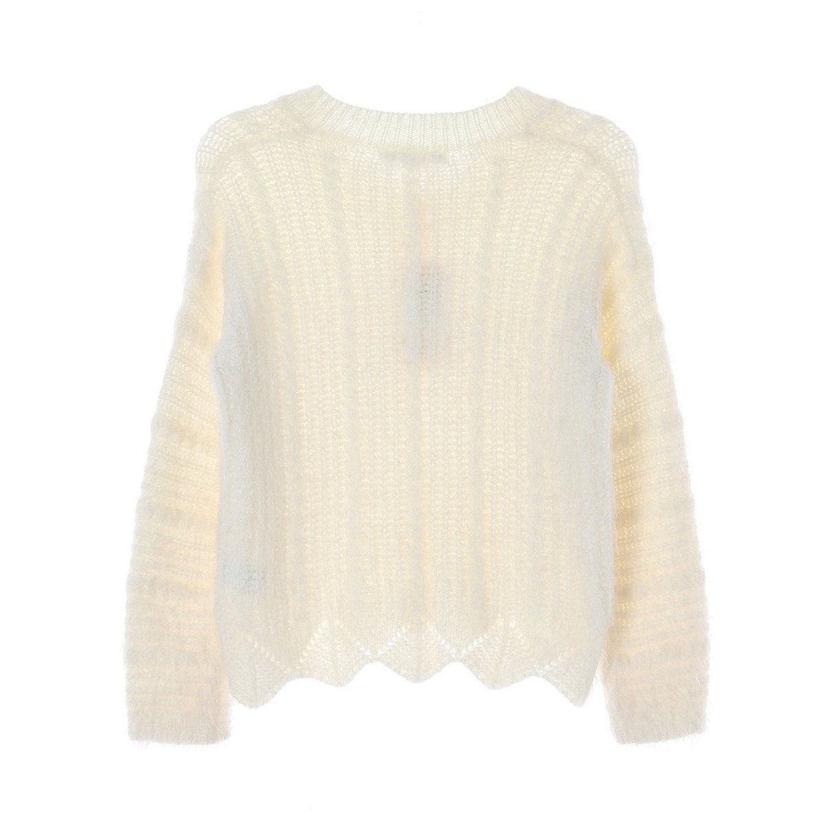 올리브데올리브 아이보리 물결 밑단 니트 스웨터 이미지 4