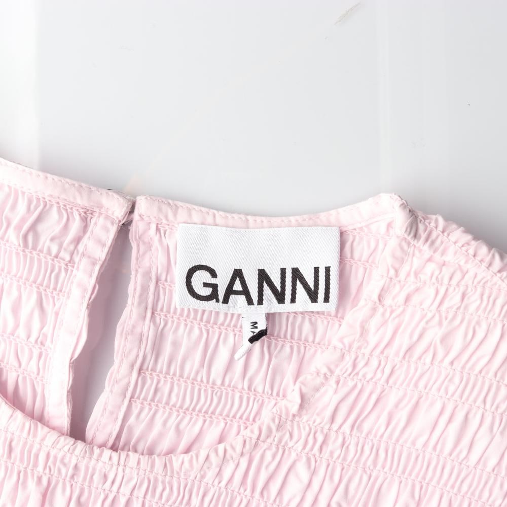 GANNI가니 핑크 퍼프소매 반팔 미니 원피스 이미지 6