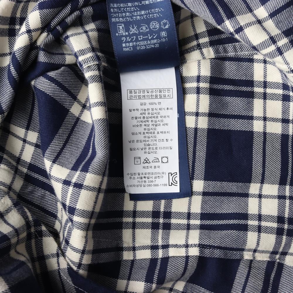 랄프 로렌 스포츠 네이비 체크 러플 긴팔 셔츠 상세 이미지 6