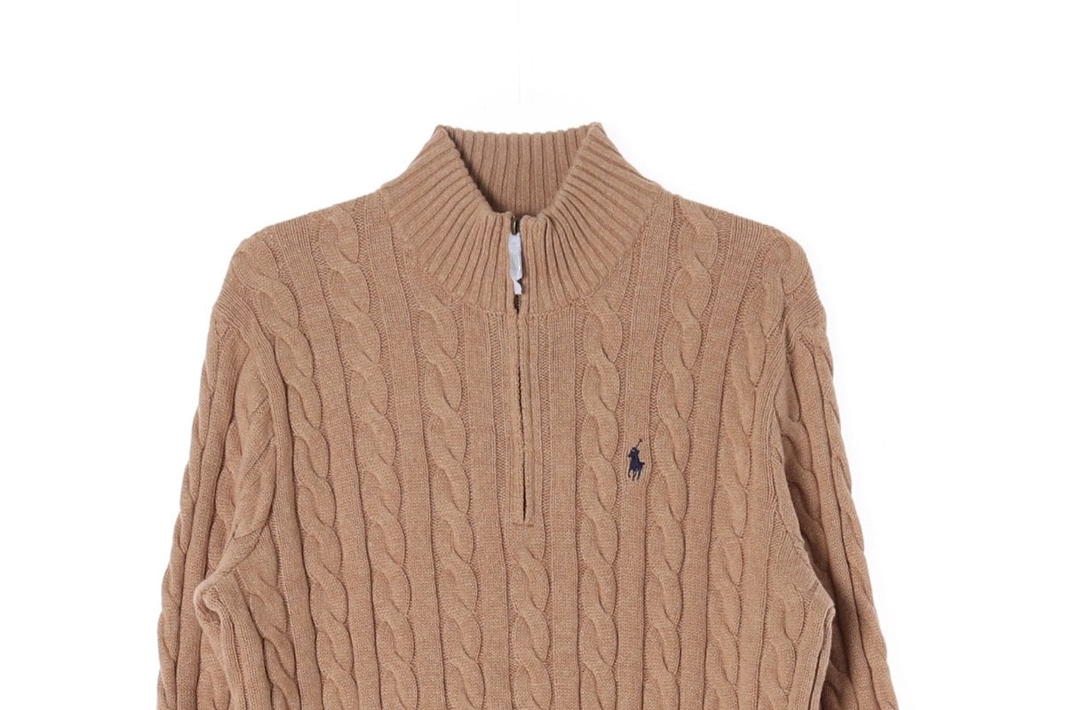 폴로 랄프 로렌 베이지 꽈배기 터틀넥 니트 스웨터 상세 이미지 2