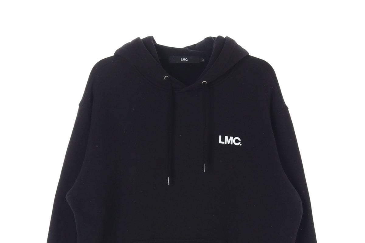 LMC엘엠씨 블랙 백로고 기모 후드 티셔츠 오버핏 상세 이미지 2