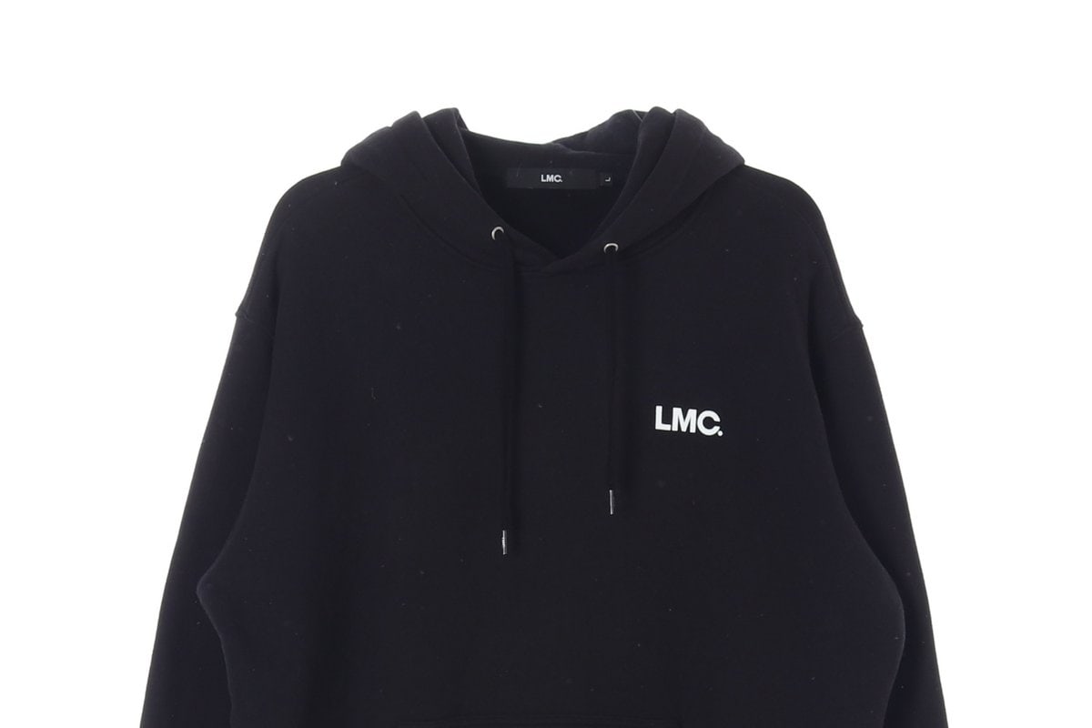 LMC엘엠씨 블랙 백로고 기모 후드 티셔츠 오버핏 이미지 2
