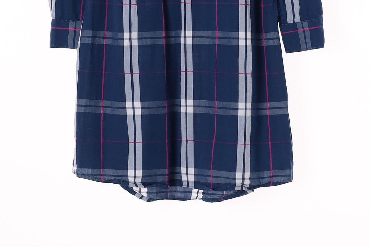 타미힐피거 딥블루 체크 긴팔 셔츠원피스 상세 이미지 4