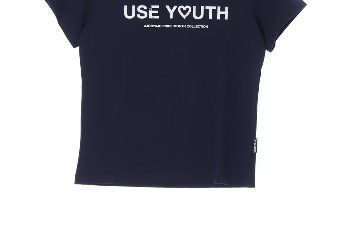 아조바이아조 USE YOUTH 프린팅 네이비 반팔 티셔츠 상세 이미지 3