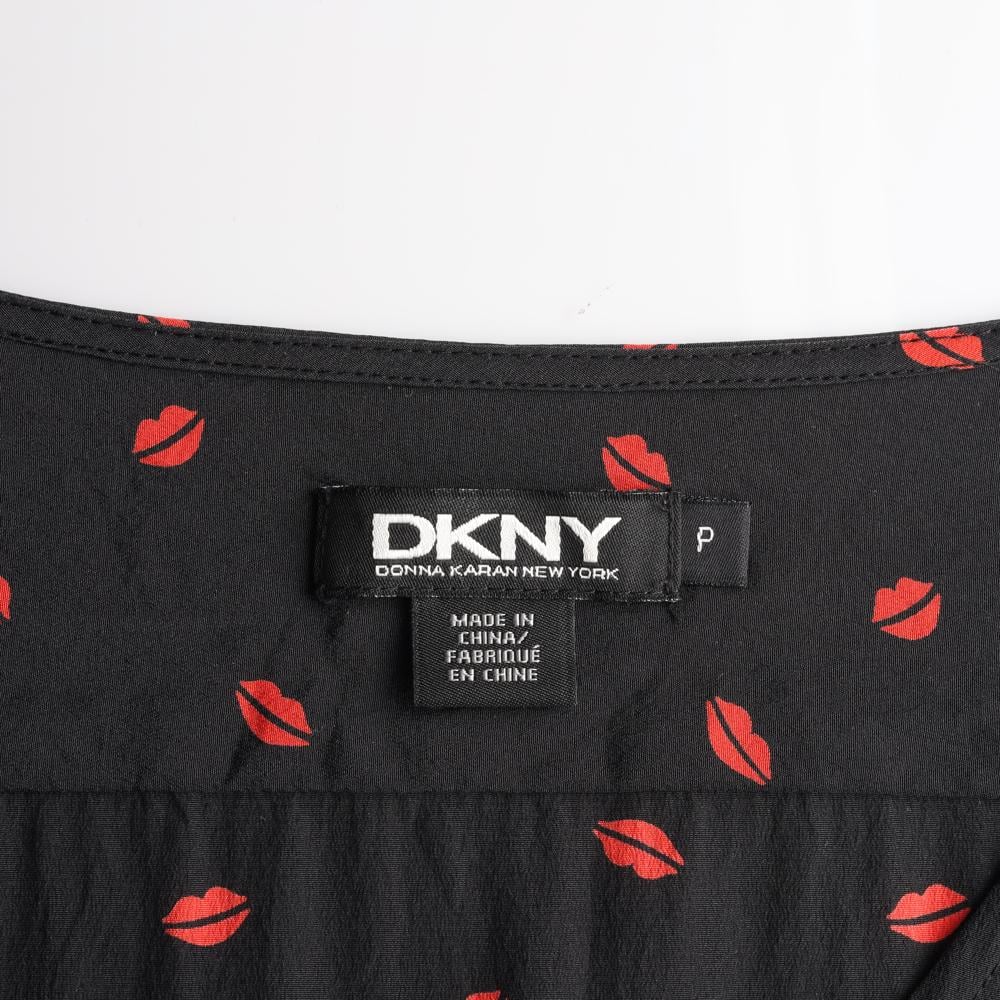 DKNY디케이엔와이 립패턴 블랙 브이넥 셔링 긴팔 원피스 상세 이미지 6