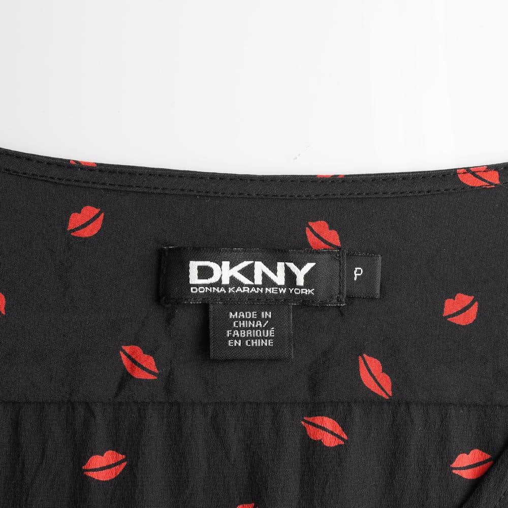 DKNY디케이엔와이 립패턴 블랙 브이넥 셔링 긴팔 원피스 이미지 6
