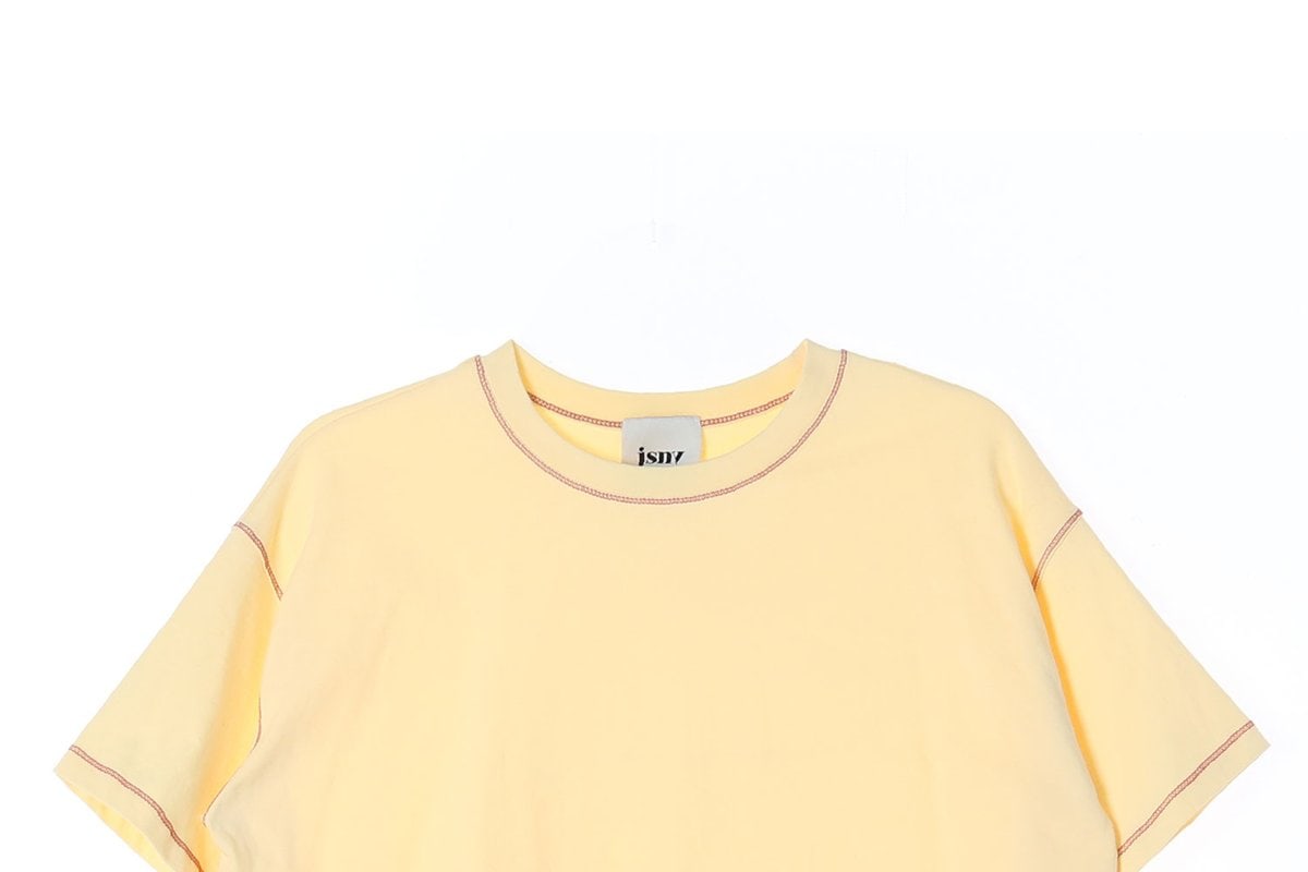JSNY제이에스엔와이 옐로우 스티치 반팔 크롭 티셔츠 이미지 2