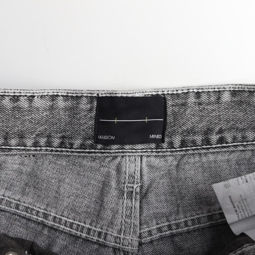 메종미네드 그레이 데미지 패치 데님 트라우저 진 청바지 이미지 6