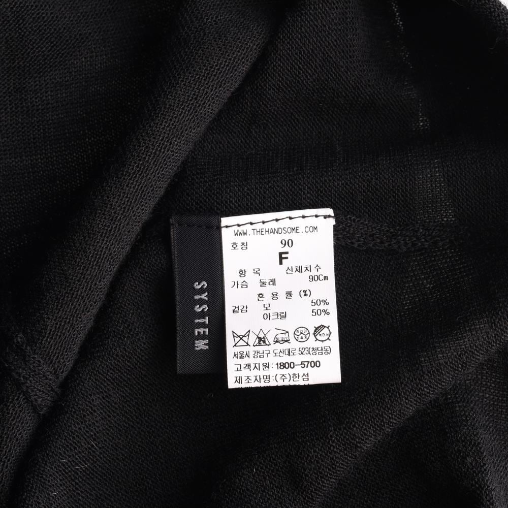 시스템 블랙 하프넥 언발 밑단 시스루 긴팔 니트 티셔츠 상세 이미지 6
