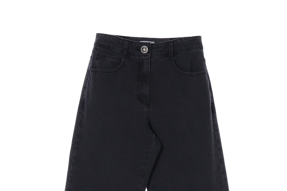오브제 차콜 리얼 와이드 데님 진 청바지 이미지 2
