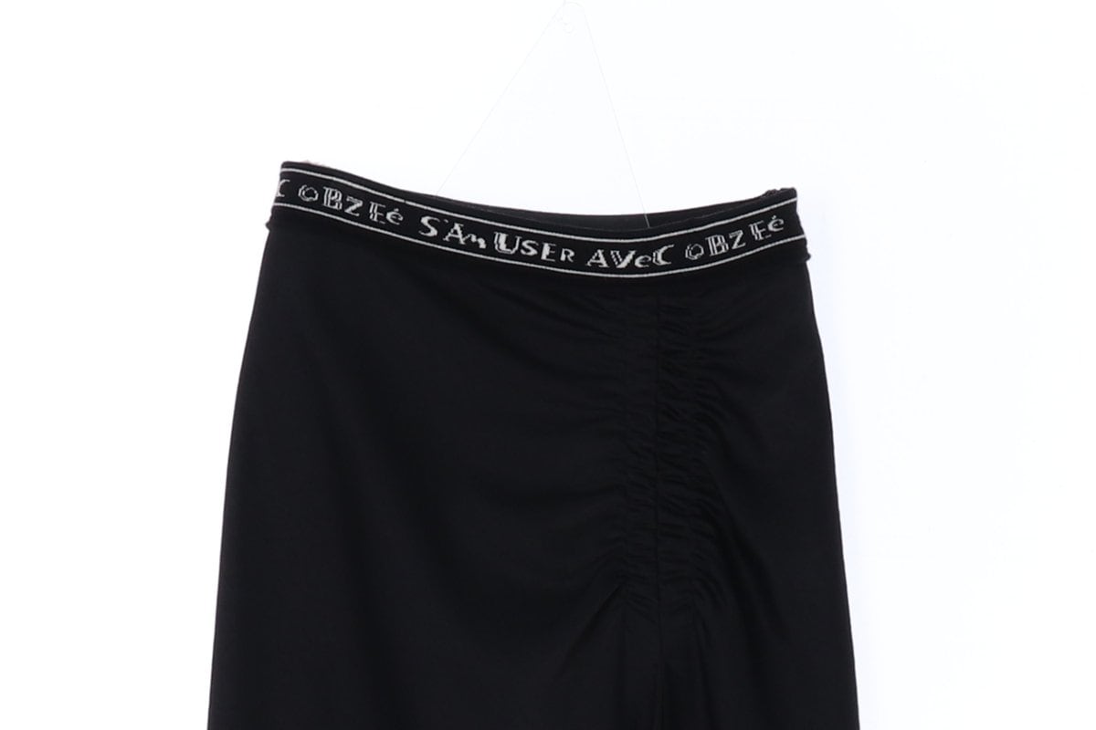 오브제 블랙 셔링 롱 스커트 치마 셋업 하의 상세 이미지 2