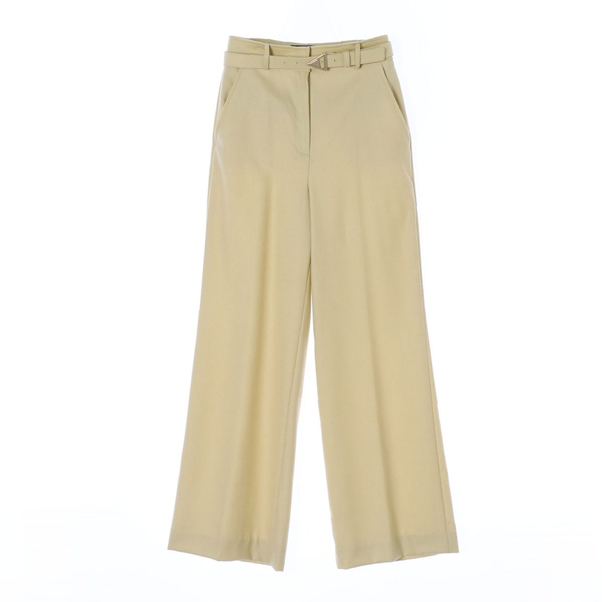 모조에스핀 울100% 벨트 세트 옐로우 와이드 슬랙스 팬츠 이미지 1