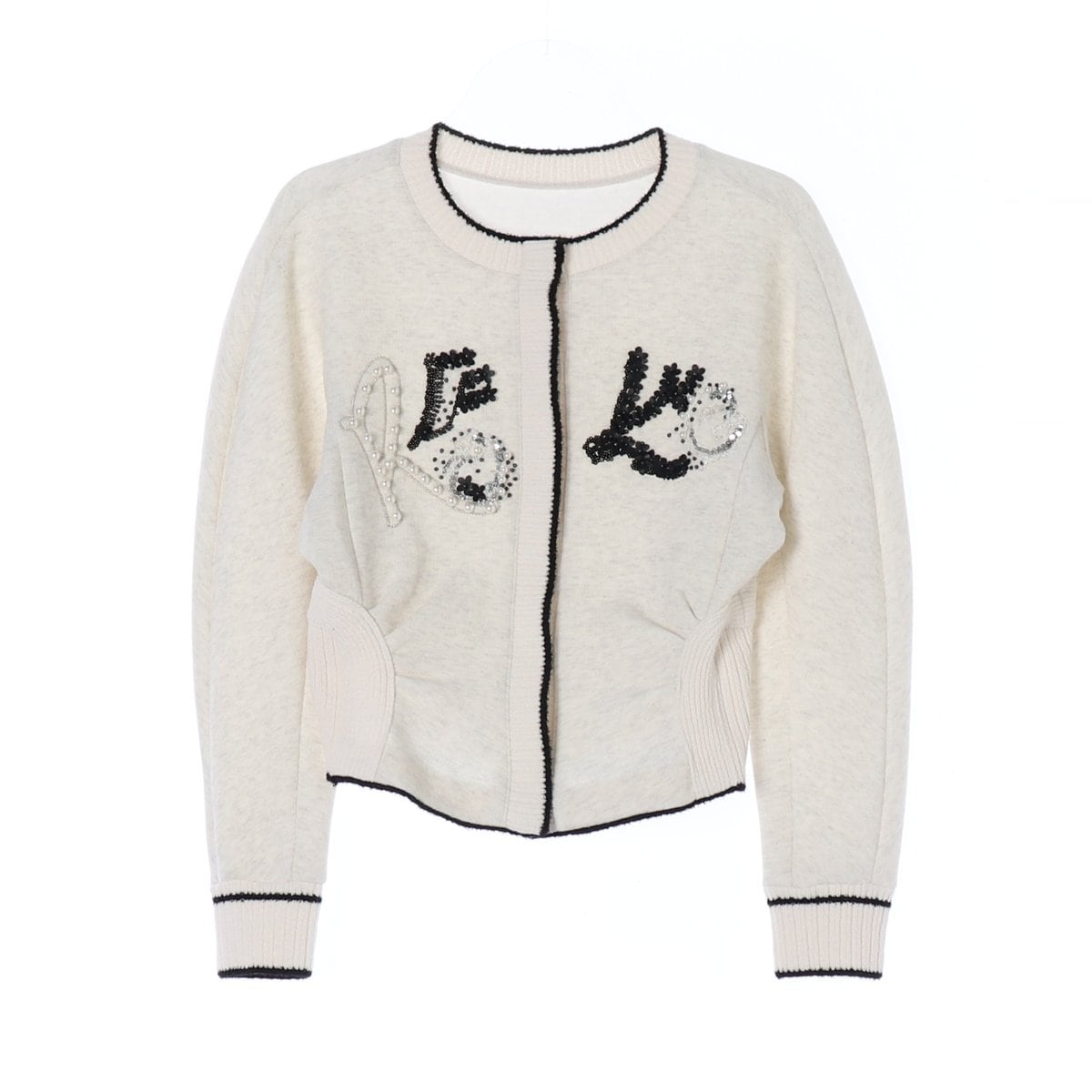 오브제 22FW 오트밀 블랙 노카라 라운드 가디건 상세 이미지 1