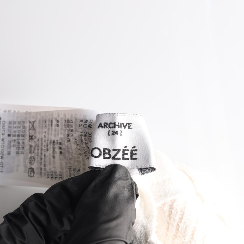 오브제 22FW 오트밀 블랙 노카라 라운드 가디건 이미지 5