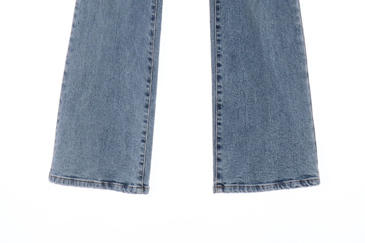 오브제 데미지 부츠컷 플레어 워싱 데님 진 청바지 이미지 4