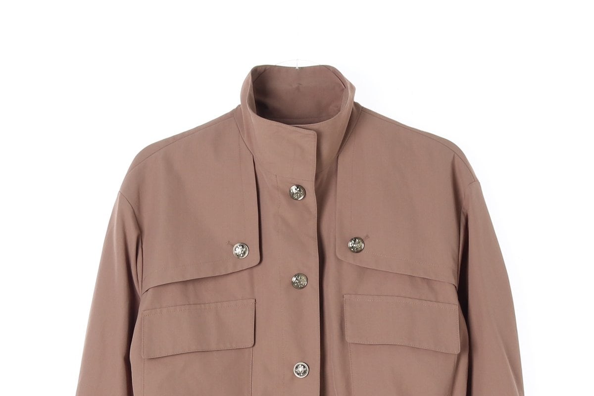 오브제 23FW 카멜 브라운 스트링 하이넥 숏 재킷 점퍼 상세 이미지 2