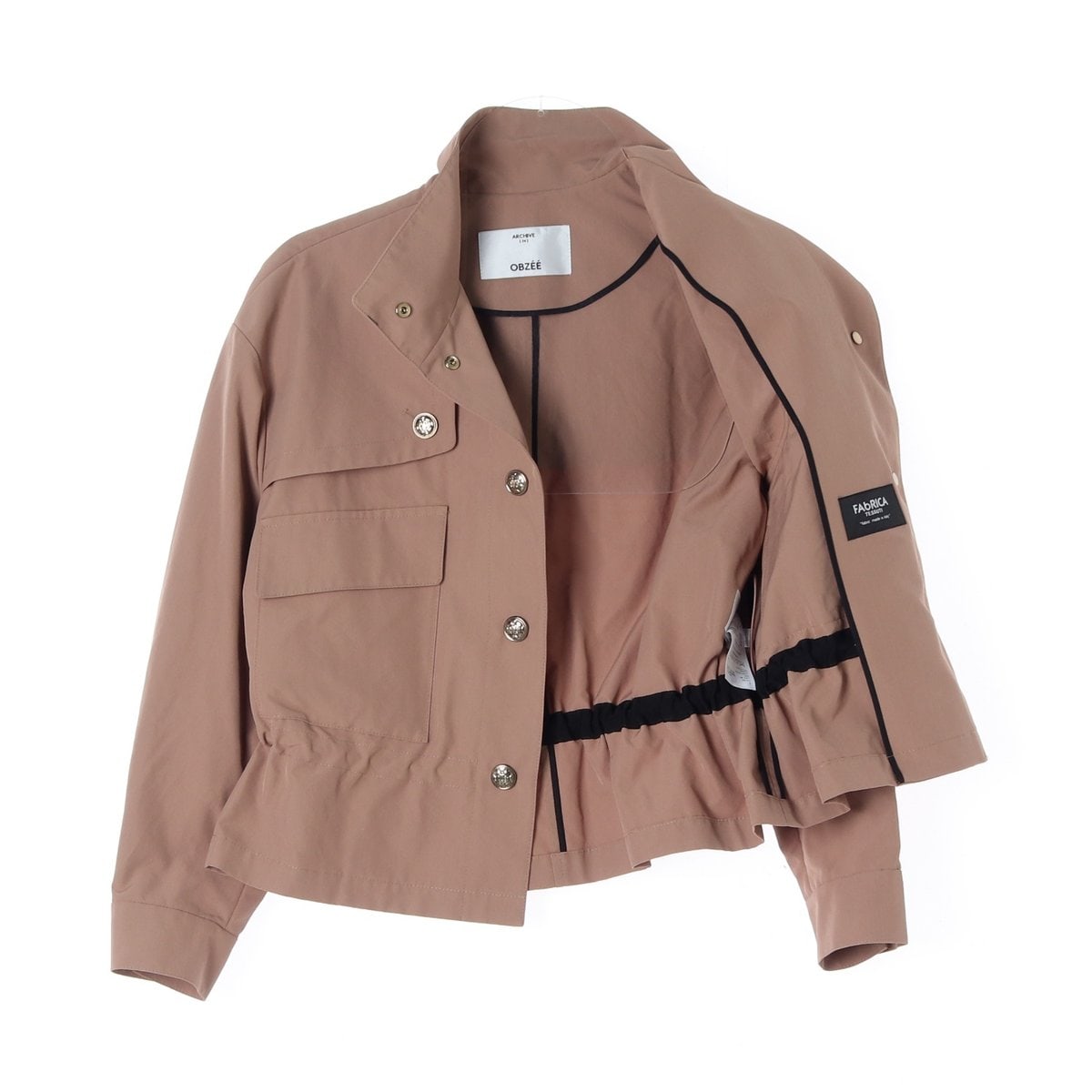 오브제 23FW 카멜 브라운 스트링 하이넥 숏 재킷 점퍼 이미지 4
