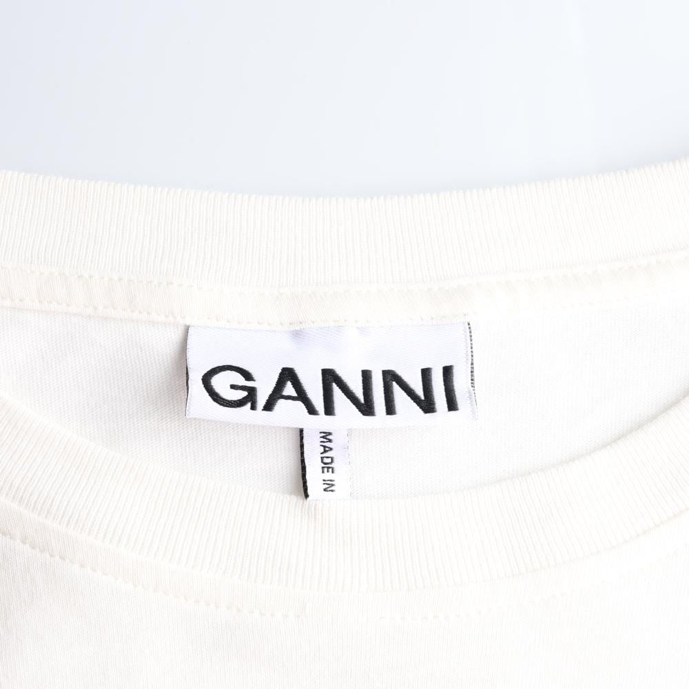 GANNI가니 로고 프린팅 아이보리 반팔 티셔츠 상세 이미지 5