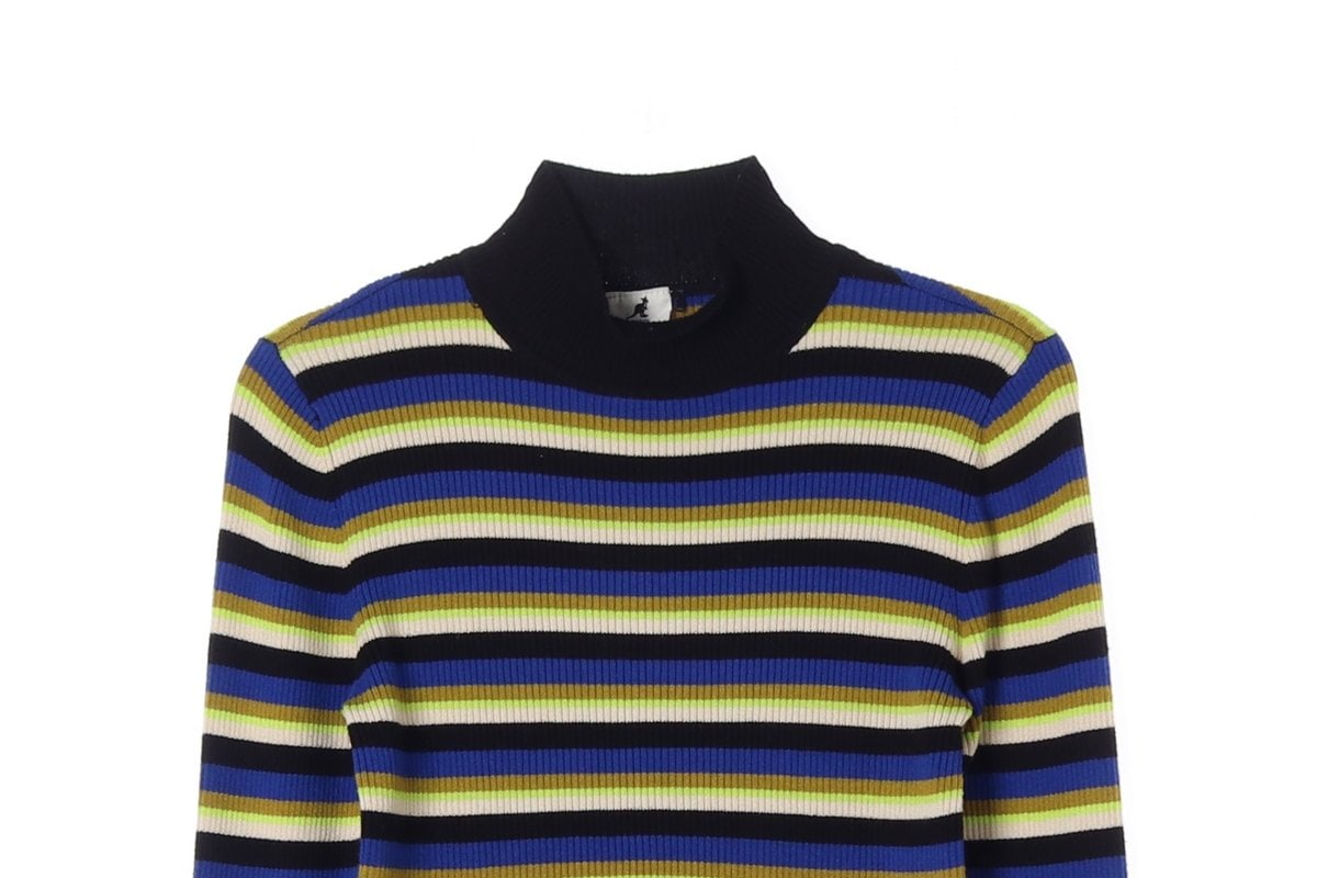 캉골X H&m 모크넥 스트라이프 긴팔 골지 티셔츠 이미지 2