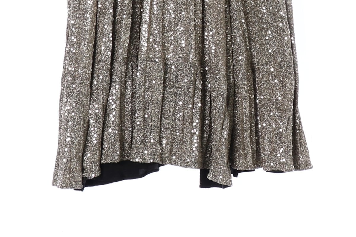 오브제 골드 스팽글 롱 플리츠스커트 치마 상세 이미지 4