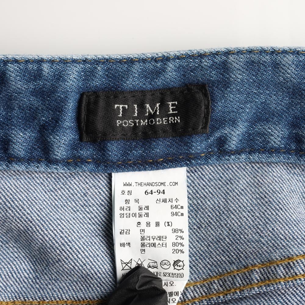 타임 워싱 부츠컷 플레어진 데님 청바지 상세 이미지 6