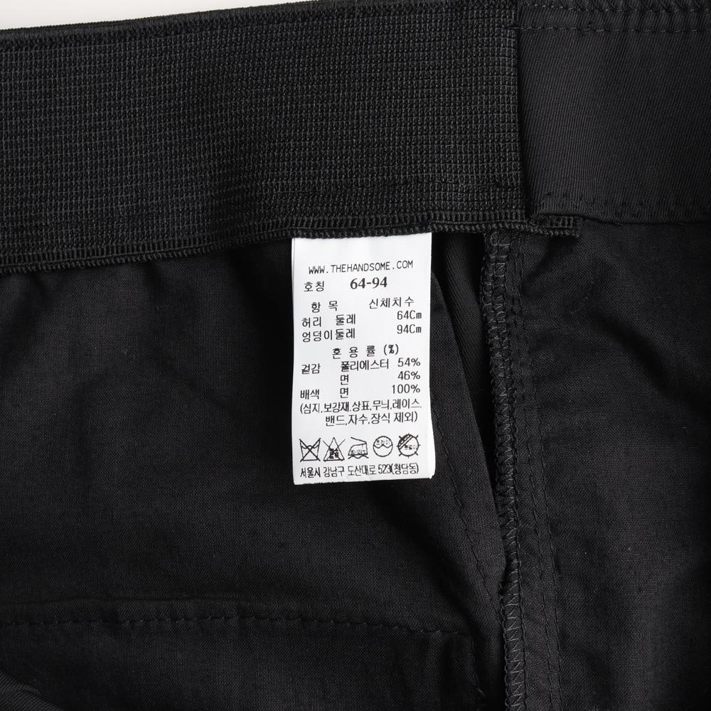 타임 블랙 핀턱 뒷밴딩 슬랙스 와이드 앵클 팬츠 이미지 6