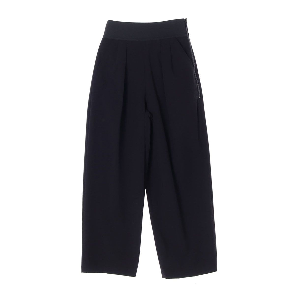 오브제 블랙 밴딩 집업 와이드 슬랙스 팬츠 상세 이미지 1