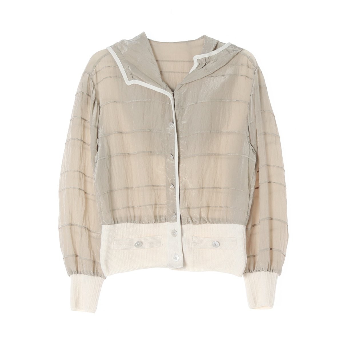 오브제 22SS 카키베이지 나일론 후드 가디건 블라우스 이미지 1