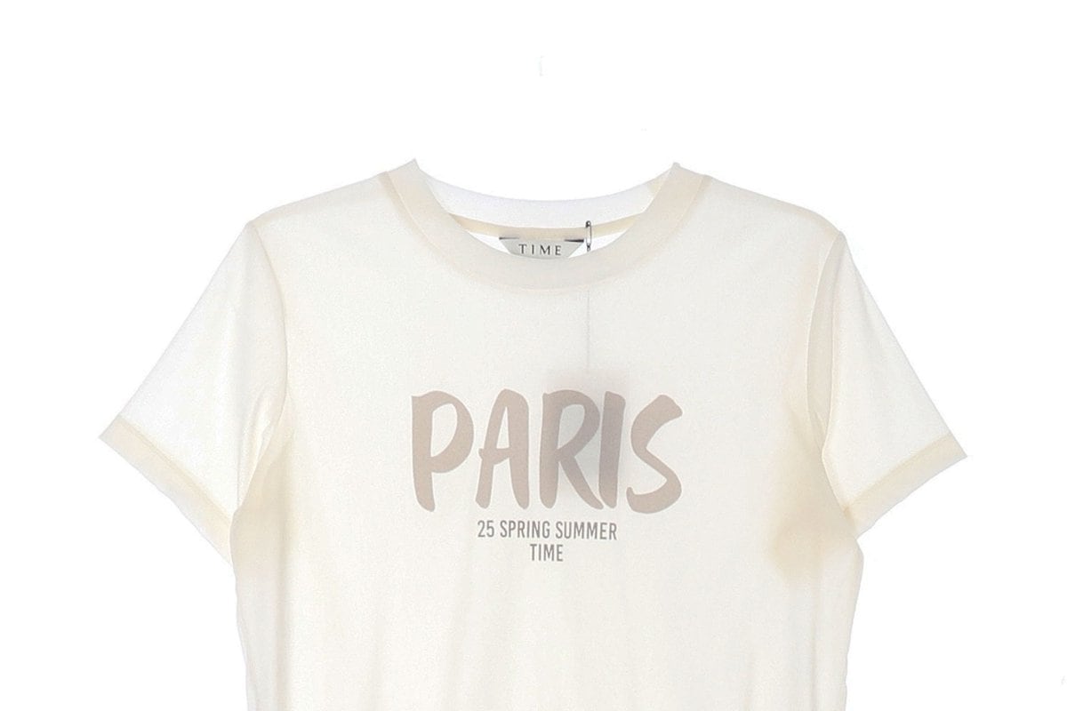 타임 로고 PARIS 화이트 반팔 티셔츠 상세 이미지 2