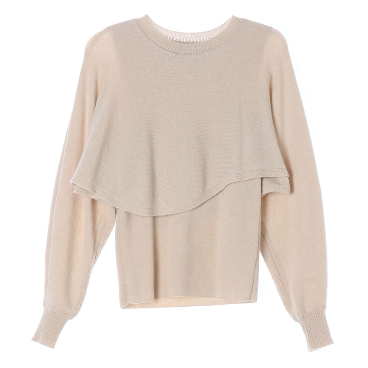 타임 울캐시미어100% 베이지 레이어드 니트 스웨터 상세 이미지 1