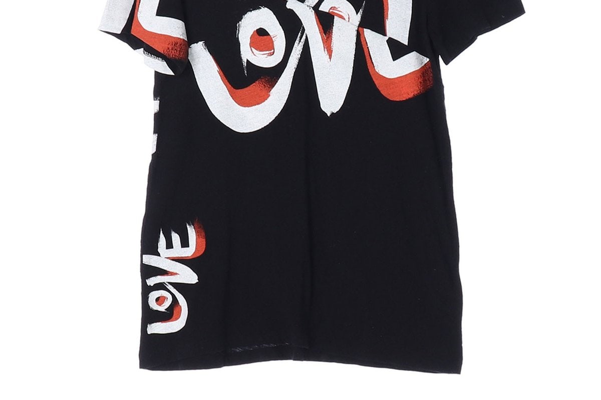 시스템 블랙 LOVE 프린팅 반팔 롱 티셔츠 이미지 3