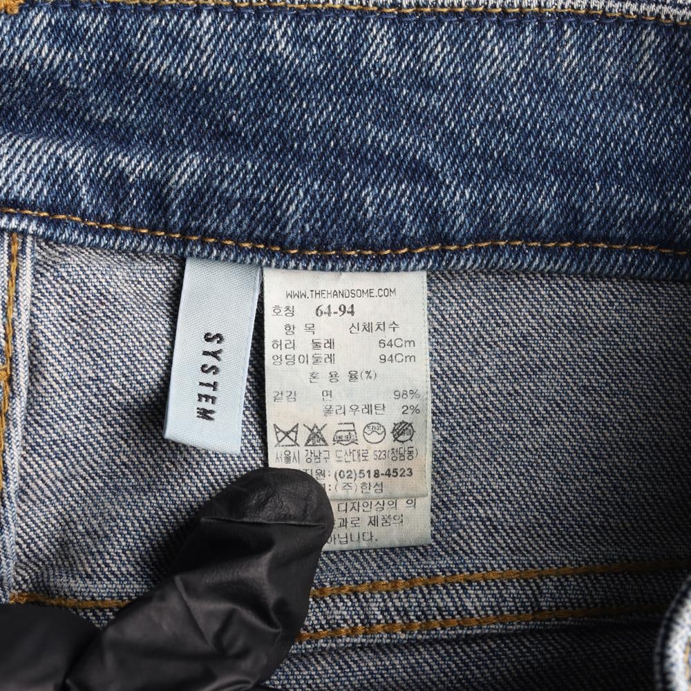 시스템 워싱 롤업 디자인 데님 진 청바지 이미지 7