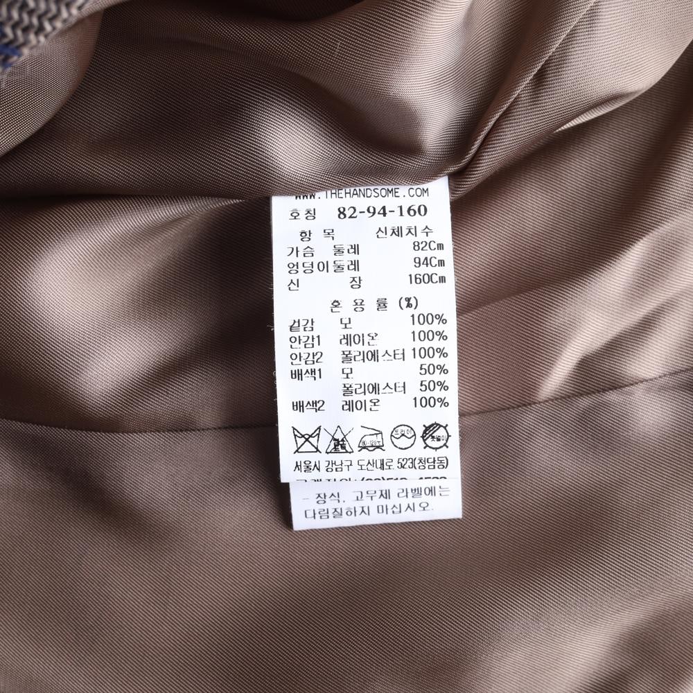타임 울100% 베이지 체크 라운드 블레이저 싱글 재킷 셋업 자켓 이미지 7