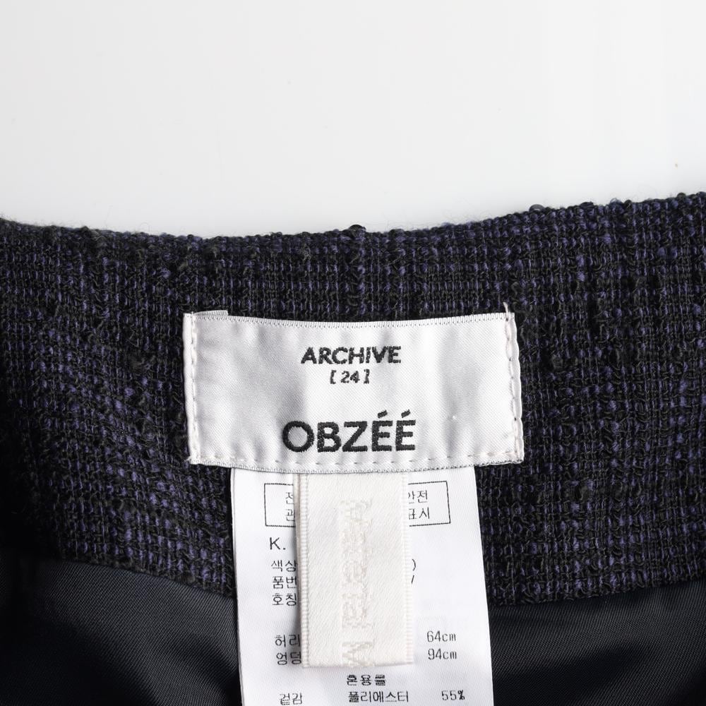 오브제 22FW 네이비 펄 트위드 롱 플레어스커트 치마 상세 이미지 5